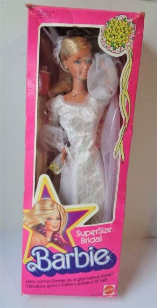1977 Supersize Superstar Bridal Barbie Doll Nrfb Mib 18 " Bride 9975 Mattel