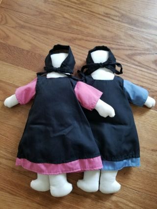 Vintage 1983 Amish Faceless Cloth Dolls 16 " Pink/blue