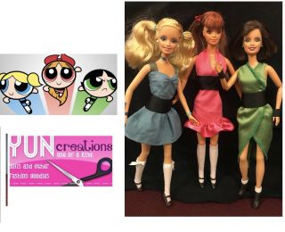 Yun Creations The Powerpuff Girls Dolls Barbie Custom Ooak Handmade Collector