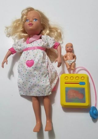 Tyco Mommys Having A Baby 1992 Doll With Baby & Ultrasound Scale 18 " Vintage