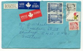 Canada Bc Vancouver 1970 Qeii Centennial - Airmail Special Delivery Cover To Uk