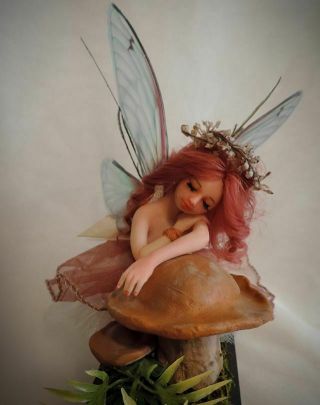 Ooak Art Doll Fairy Fantasy " Violet " Hand Made Sculpted Polymer Clay By Saahra 0