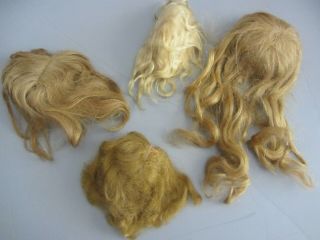 4 Antique/ Vintage Doll Wigs For Medium To Large Size Doll