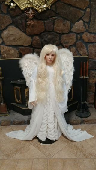 Connoisseur Porcelain Doll Blonde Hair Angel 44 " Tall By William Tung Christmas