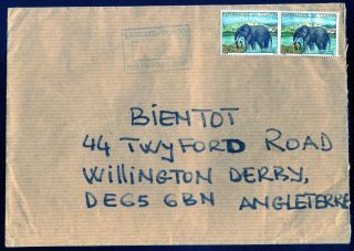 Congo Republique Du Congo Elephants On Cover To England From Pointe - Noire