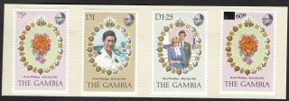 Gambia 1981 Royal Wedding Set Of 4 - Sg454/6 Lightly Hinged On Card (a10a)