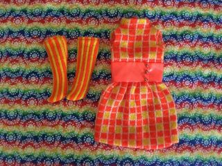 Vintage 1968 - ‘69 Francie Mini - Chex Dress & Socks 1209 - Japan & Good