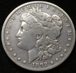 Circulated 1892 - S Morgan Silver Dollar.  Scarce,  Key Date Album Coin