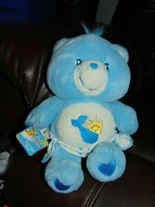 Carebear Baby Tugs With Diaper 10 " Care Bear Yellow Star Blue Plush Soft Stuffed