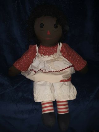 25 Inch Black/african American Raggedy Ann Doll,  Cotton Fabric Handmade So Cute