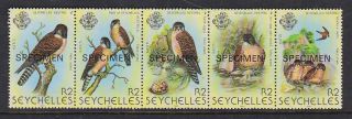 Seychelles 1980 Mnh Full Set Overprinte Specimen Birds Kestrels Chicks Eggs