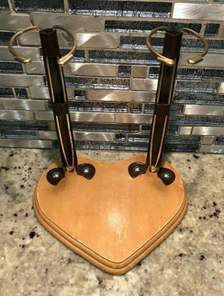Double Doll Stand Metal With Wooden Base Adjustable With Heart - Shaped Base