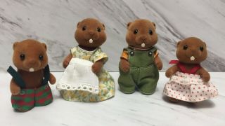 Sylvanian Families/calico Critters - The Waters Beaver Family Of Four