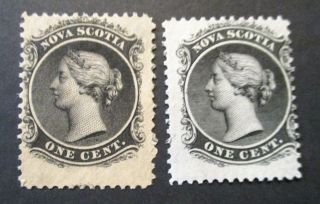 1860 Canada Nova Scotia S 8 & 8a,  1 Cent Queen Vic,  (8 - Mlh Ng) 8a Wp Mph Regum
