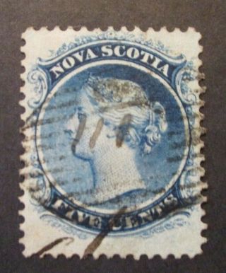 1860 Canada Nova Scotia S 10,  5 Cent Blue Queen