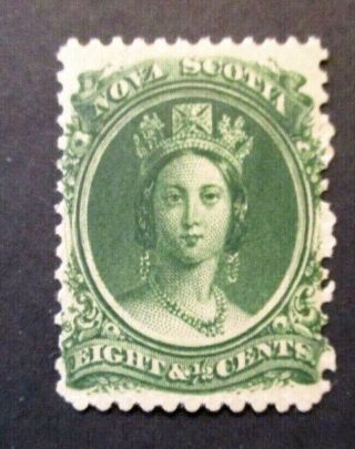 1860 Canada Nova Scotia S 11,  8 1/2 Cent Green Queen Vic,  Mlh Og (very Lite H) Og
