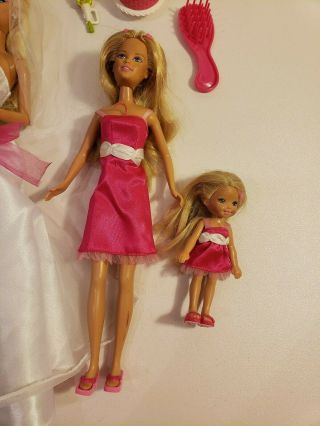 Barbie I can be a bride wedding set Barbie,  Skipper,  Ken & Kelly,  cake,  bouquet 3