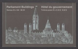 Canada Booklet Bk89a 25 X 34c Parliament Buildings.  Rolland Paper