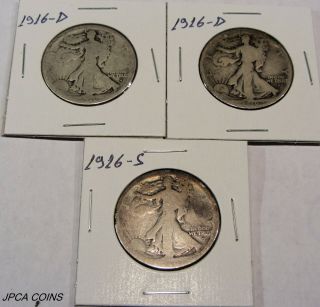 1916 - D 1916 - D 1916 - S Walking Liberty Half Dollars 50c 113016