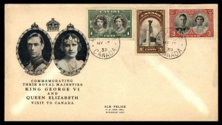Canada Fdc 1939 King George Vi Combo First Day Cover