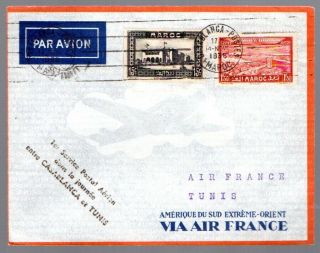 Morocco: 1938 First Flight Air France Cover To Tunis From Casablanca