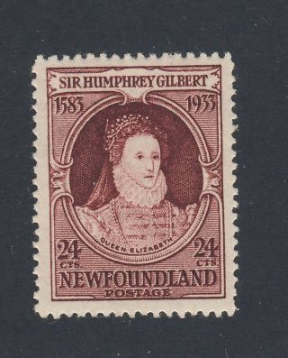 Newfoundland Mh Stamp 224 - 24c Queen Elizabeth I Mh Vf Guide Value = $36.  00