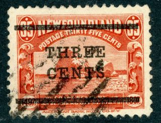 Canada 1920 Newfoundland 3¢ Red Overprint 13½ Mm Scott 129 Vfu D396