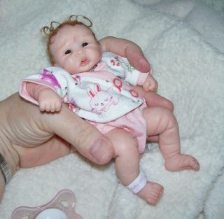Ooak Hand Sculpted Polymer Clay Mini Baby Girl Art Doll By Ihall