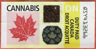 Canada Revenue Ontario Cannabis Duty Paid Stamp -