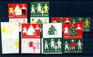 Weeda Canada Christmas Seals 53 Vf Mnh Progressive Proof Imperf Pairs,  1954