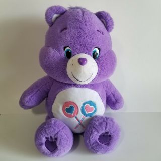 Care Bear Purple Share Lollipop Tummy Fluffy 2015 Tcfc Stuffed Plush Doll 20 "
