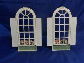 1990 Barbie Magical Mansion Replacement Parts - Arched Windows w/ Flower Boxes 2