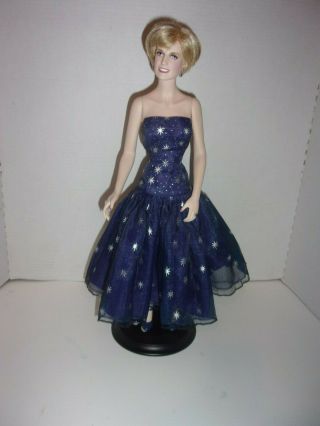 Franklin Princess Diana Vinyl Doll Navy Dress W/blue Stars & Stand
