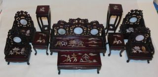 10 Piece Rosewood Living Room Set Mother Of Pearl Inlaid Dollhouse Furniture