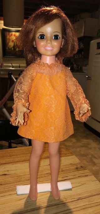 1969 Grow Hair Crissy Doll Red Hair Orange Lace Dress Panties No Box Cute