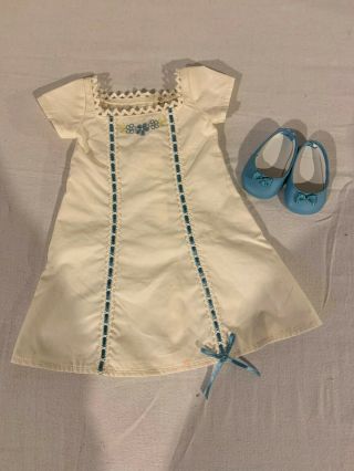 American Girl Caroline Blue Ribbon Nightgown,  Night Gown,  Slippers,  Retired