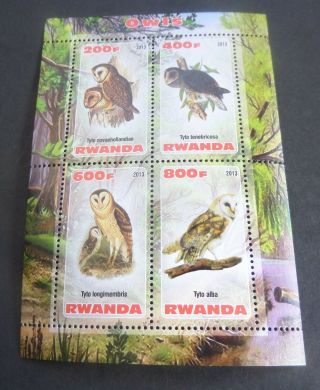 Rwanda 2013 Birds Owls Sheetlet Mnh Um Unmounted