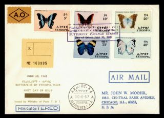 Dr Who 1967 Ethiopia To Usa Registered Butterfly Air Mail C143375