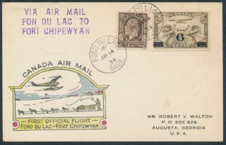 1934 Aamc 3411a Fond Du Lac To Ft Chipewyan Sask First Flight,  Coloured Cachet