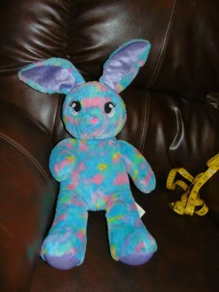 Build - A - Bear Plush Doll 16 " Bunny Rabbit Tie Dye Rainbow Easter Heartbeat