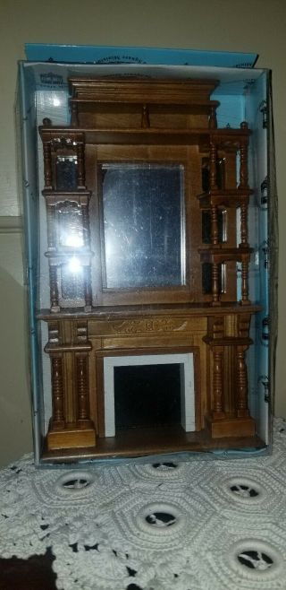 Dollhouse 1:12 Scale Victorian Walnut Fireplace - T6510 In Box;