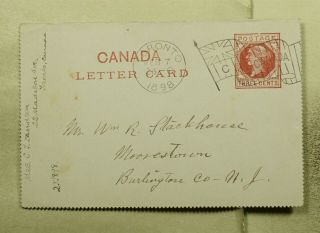 Dr Who 1898 Canada Toronto Flag Cancel Letter Card To Usa E75778