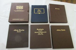 6 Dansco & Whitman Coin Albums 5¢ To $1 Plus Currency (exclnt)