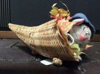 AnnaLee Mobilitee Doll Thanksgiving Pilgrim Boy Mouse In Cornucopia 3