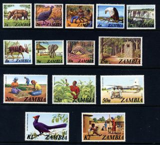 Zambia 1975 The Full Pictorial & Wildlife Set Sg 226 To Sg 239 Mnh
