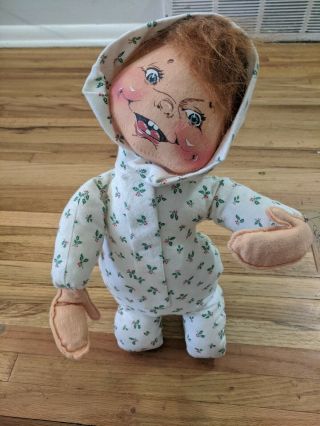 Annalee 13” Christmas Baby In Holly Pj’s Red/orange Hair Laughing 1990 7655