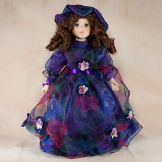 Seymour Mann Collectors Porcelain Girl Doll 16.  5 " Auburn Hair Blue Eyes