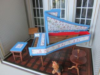Doll House Miniature 1:12 Hand Crafted 18th Century Style Harpsichord/piano For
