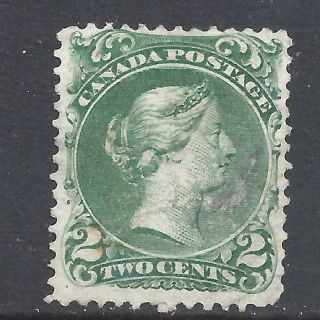 Canada 2 Cent Large Queen Blue Green Shade Scott 24ii Vf (bs13499)