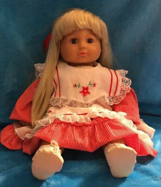 Lissi Puppen Doll 23”long Silky Blonde Hair/brown Eyes.  Play/pretend Red Dress